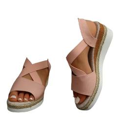 WXQNBBT Dotmalls Women's Comfy Orthotic Sandals - Summer Flat Wedge Heel Fish Mouth Casual Women'S Sandals (Pink,37) von WXQNBBT