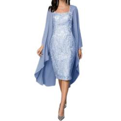 WXTRE Lässig Kleid Knielanges Kleid für die Brautmutter, zweiteiliges Kleid für Damen (S-5XL) Maschinenwäsche von WXTRE