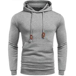 Karierten-Jacquard Sweatshirt Herren mit Kapuze Einfarbig Hoodie, Männer Hipster Langarmshirt Kapuzen Pullover mit Kordelzug und Tasche Herbst Winter Casual Gemütlich Sweatpulli M-3XL von WXZZ