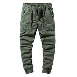 Männer Cargohose Herren Elastischer Bund Füße Binden Jogginghose mit Knopf Reissverschluss Freizeithose Lange Outdoor Chino Hosen Frachthose Arbeitshose Wanderhose Große Größe 2XL 3XL 4XL 5XL 6XL von WXZZ