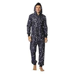 Onesie Schlafoveralls Herren Hooded Jumpsuit Hausanzug Schlafanzug Jogger Einteiler Overall Jogging Trainingsanzug Slim Fit Sportanzug mit Reißverschluss und Tasche Strampler Freizeitanzug Pyjama von WXZZ