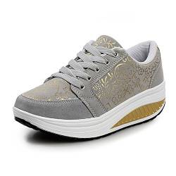 WYSBAOSHU Damen Plattform Beiläufig Schuhe Laufender Sneaker(37 EU/Label 38 CN,1-Grau) von WYSBAOSHU