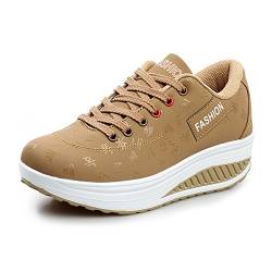 WYSBAOSHU Damen Plattform Beiläufig Schuhe Laufender Sneaker(42 EU,2-Khaki) von WYSBAOSHU