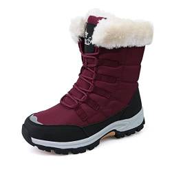 WYSBAOSHU Mädchen Stiefeletten Baby Rutschfeste Stiefel Kinder Winterschuhe Warme Schneestiefel Winter Boots Mädchen Outdoor Rot EU27 von WYSBAOSHU