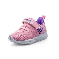 WYSBAOSHU Mädchen Turnschuhe Klettverschluss Kinder Sportschuhe Outdoor Atmungsaktiv Laufschuhe Running Tennisschuhe rutschfest Pink EU21 von WYSBAOSHU