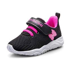 WYSBAOSHU Mädchen Turnschuhe Klettverschluss Kinder Sportschuhe Outdoor Atmungsaktiv Laufschuhe Running Tennisschuhe rutschfest Schwarz EU22 von WYSBAOSHU