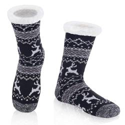 WYTartist kuschelsocken für Herren Warme Winter Thermosocken mit Vollplüsch und Wolle Dicke Warme Pantoffeln Socken 39-46 (Double Elk (Black)) von WYTartist