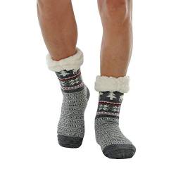 WYTartist kuschelsocken für Herren Warme Winter Thermosocken mit Vollplüsch und Wolle Dicke Warme Pantoffeln Socken 39-46 (Elch (Grau)) von WYTartist