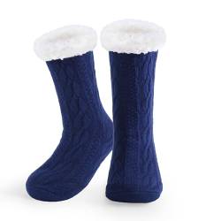 WYTartist kuschelsocken für Herren Warme Winter Thermosocken mit Vollplüsch und Wolle Dicke Warme Pantoffeln Socken 39-46 (Twist Blue) von WYTartist