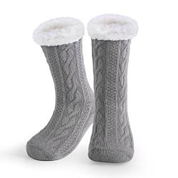 WYTartist kuschelsocken für Herren Warme Winter Thermosocken mit Vollplüsch und Wolle Dicke Warme Pantoffeln Socken 39-46 (Twist Grey) von WYTartist