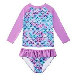 Badeanzug Mädchen 2-Teilige Uv Badebekleidung Kinder Lange Ärmel Stoffdruck Schwimmanzug Uv Shirt Mädchen 3-4 Jahre von WYTbaby