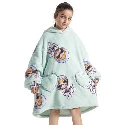 WYTbaby Übergroße Hoodie Decke Kinder Warme Blanket Hoodie, Super Weich Flanell Deckenhoodie Mit Tasche Und Kapuze für MäDchen Junge Decke Mit ÄRmeln Kinder Teenager (Mehrfarbig, 7-13 Jahre) von WYTbaby