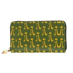 WYYDPPLK Lange Clutch aus Leder mit Cartoon-Giraffen-Print – Volldruck, doppelseitig, langlebig mit überlegener Speicherkapazität von WYYDPPLK