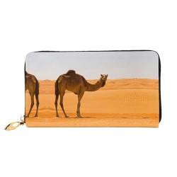 WYYDPPLK Lange Clutch aus Leder mit diversifiziertem Transportaufdruck – Volldruck, doppelseitig, langlebig mit überlegener Speicherkapazität, Desert Sand Camel, Einheitsgröße von WYYDPPLK