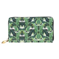 WYYDPPLK Old Elephant and Young Elephant Print Deluxe Leather Long Clutch Wallet - Full-Print, Double-Sided, Durable with Superior Storage Capacity, Tropische Bananenpalmenblätter., Einheitsgröße von WYYDPPLK