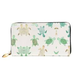 WYYDPPLK Swan Green Leaves Print Deluxe Leather Long Clutch Wallet - Full-Print, Double-Sided, Durable with Superior Storage Capacity, Turtle Write, Einheitsgröße von WYYDPPLK