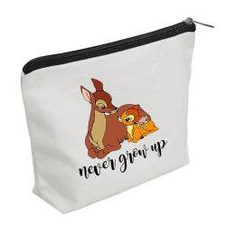 WZJHCL Bambi Reh Make-up-Tasche, Bambi-Cartoon-Kosmetiktasche, magisches Königreich, Reise-Aufbewahrungstasche, nie erwachsen, Hirsch wird nie erwachsen, modisch von WZJHCL