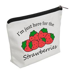 WZJHCL Erdbeer-Make-up-Tasche, Erdbeerliebhaber, Geschenk, I'm Just Here For The Strawberries, Aufbewahrungstasche, Erdbeerbauer, Kosmetik-Set, Erdbeere, modisch von WZJHCL