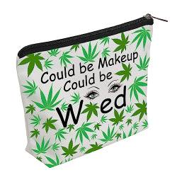 WZJHCL Make-up-Tasche, Geschenk für Frauen, Blatt-Kosmetik-Set, Motiv "May Be Make-up Might Be Weed", Reise-Aufbewahrungstasche, 420 Reisetasche, Makeup Weed, modisch von WZJHCL