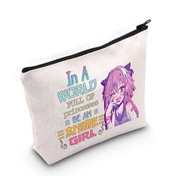 WZMPA Anime Girl Kosmetiktasche mit Reißverschluss, Anime-Liebhaber, Geschenk in einer Welt voller Prinzessinnen Be An Anime Girl Make-up-Tasche für Teenager, Anime-Fans, Be an Anime Girl von WZMPA