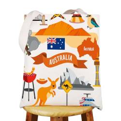 WZMPA Australien Reise Tragetasche Australien Wahrzeichen Thema Geschenk Australien Sydney Oper Umhängetasche Australien Reise Kultur Geschenk, Australien Tg, Large von WZMPA