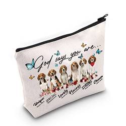 WZMPA Beagle Hunde-Kosmetiktasche, Beagle-Liebhaber, Geschenk Gott sagt, dass Sie sind einzigartig, besonders schön, wertvoll, stark, God Says Beagle, Passform von WZMPA