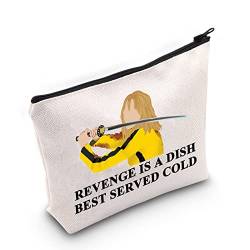 WZMPA Beatrix Kiddo-Fans, Kosmetiktasche, Rache, Kriminal, Film, inspirierte Geschenke, Rache ist ein Gericht, am besten serviert, kalte Reißverschluss-Tasche für Frauen und Mädchen, Revenge Is Dish, Passform von WZMPA