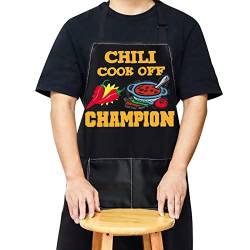 WZMPA Chili Cook Off Champion Küchenschürze Chili Wettkampf Koch Geschenk Verstellbare Küche Kochschürzen für Männer Frauen, Chili Cook Off Schürze, Medium von WZMPA