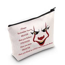WZMPA Clown IT Kosmetiktasche, Make-up-Tasche, Horror-Film-Fans Geschenk You Are Braver Stronger Smarter Than You Think Horror Reißverschlusstasche für Damen und Mädchen, Always Clown, Passform von WZMPA