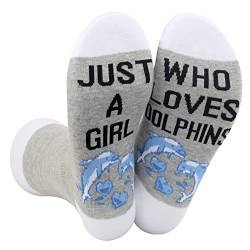 WZMPA Delphin Neuheit Socken Ozean Delfin Liebhaber Geschenk Just A Girl Who Loves Delfine Socken Delphin Serie Merchandise, Loves Delphins, Large von WZMPA