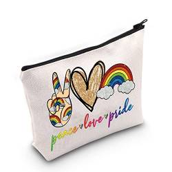 WZMPA LGBTQ Pride Kosmetiktasche, Lesbisch, Gay Pride, Geschenke, Frieden, Liebe, Stolz, homosexuelle Reißverschlusstasche für Unterstützung LGBT, Peace Pride, Passform von WZMPA