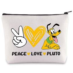 WZMPA Lustige Hunde-Kosmetiktasche Pluto Fans Geschenke Peace Love Pluto Make-up Reißverschluss Beutel Tasche Pluto Merchandise, Liebe Pluto, Kosmetiktasche von WZMPA