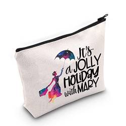 WZMPA Mary Movie Kosmetiktasche, Motiv: Poppin, Regenschirm, Fans, Geschenk It's Jolly Holiday mit Mary Make-up-Tasche mit Reißverschluss für Frauen und Mädchen, Urlaub mit Maria, Passform von WZMPA