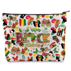 WZMPA Schwarze Kosmetiktasche für Damen, afrikanische Geschichte, Monatsgeschenk, "I Am Black History", Reisetasche, Schwarz, Black History, Passform: von WZMPA