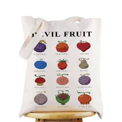 WZMPA Teufelsfrucht Canvas Tote Bag Devil Fruit Ästhetisches Geschenk Anime Gummi Obst Wiederverwendbare Umhängetasche Teufel Obst Merchandise, Devil Fruit Tg, Large von WZMPA