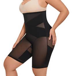 WZZEA Damen Bauchweg Shapewear Shorts Hohe Taille Body Shaper Oberschenkel Slimmer Butt Lifter Panties, Schwarz, 4X-Large von WZZEA