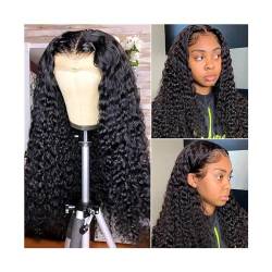 Perücke Natürliche Haar Tiefwellige Lace-Front-Perücken for schwarze Frauen, vorgezupftes Echthaar, 13 x 4 HD, transparente Lace-Front-Perücken, 14–40 Zoll, brasilianisches Remy-Haar mit Babyhaar Haar von WaLdor