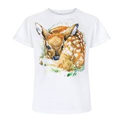 Wadera Baumwoll-T-Shirts für Junge und Mädchen – T-Shirt Kinder, Mädchen – Kinder Shirts – Sicher und Bequem für Kinder – 158/164 Weiß T-Shirt mit Ziege von Wadera