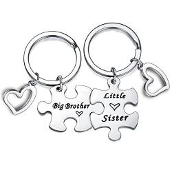 Waeceip Schlüsselanhänger mit Aufschrift "Big Brother Little Sister", Geschenke für Bruder von Schwester, Geburtstags-, Weihnachtsgeschenke für Schwester, Puzzle-Schlüsselanhänger, von Waeceip