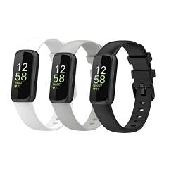 Waekethy Armband für Fitbit Inspire 3, Silikon Armbänder Sport Uhrenarmbänder Ersatzarmband Kompatibel mit Fitbit Inspire 3 (S, Weiß+Grau+Schwarz) von Waekethy