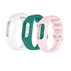 Waekethy Armband für Garmin Vivosmart 5, Silikon Armbänder Sport Uhrenarmbänder Ersatzarmband Kompatibel mit Vivosmart 5 (S, Weiß+Grün+Rosa) von Waekethy