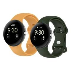 Waekethy Armband für Google Pixel Watch 2/Pixel Watch 1, Einstellbar Sport Uhrenarmband Weiches Silikon Ersatzarmband Kompatibel mit Pixel Watch/Pixel Watch 2 (L, Gelb+grün) von Waekethy
