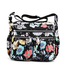 Wafybsre Schultertasche für Damen, aus Nylon, wasserdicht, für Reisen, Crossbody Bag, Blume von Galsang, 28 (L) x 22(H) x 8 (W) CM von Wafybsre