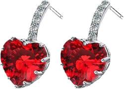 2. Piercing Ohrringe Zirkon Huggie für Frauen Clip Love Ohrringe Ohrringe Herz Teen Girls Ohrringe (Farbe: Rot, Größe: Einheitsgröße) von WagLos