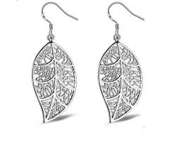 925 Sterling Silber Mode Blätter Ohrringe für Frauen Sterling-Silber-Schmuck Modeaccessoires (Größe: Silver Wealthy) (A Silber Details) von WagLos