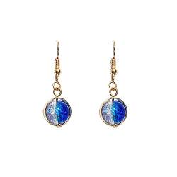 Damen-Ohrringe, Pin-Ohrringe und Ohrringe, Perlen, blaue Beschichtung, Glaston, Damen-Ohrringe in Weiß mit Gold, trendige Ohrringe (blau, Einheitsgröße) von WagLos
