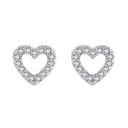 Ohrringe Ohrstecker für Frauen, romantische Herz-Ohrringe, glänzend, klar, Hochzeit, Verlobung, Schmuck von WagLos