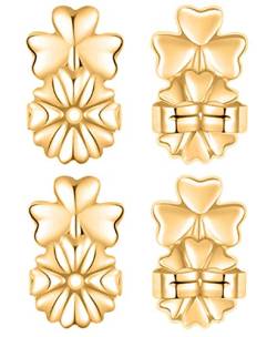 Wahaco Ohrringheber Rücken Klee Stil 18 Karat vergoldet hypoallergen verstellbare sichere Aufzüge Ohrring Schmuck (2 Paar) von Wahaco