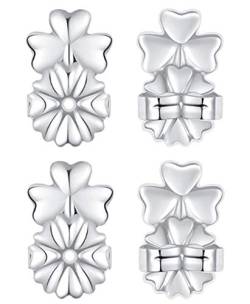 Wahaco Ohrringheber Rücken Klee Stil Sterling Silber Hypoallergen Verstellbare Sichere Aufzüge Ohrring Schmuck (2 Paar) von Wahaco