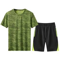 Schlafanzug Herren Kurz Pyjama Sommer Pyjama Set Shorts&T-Shirt Schlafanzüge Schlafanzug Lang Nachtwäsche Hausanzug Shorty Sleepwear Kurzarm Schlafhose schnelles trockenes Sport-Set (Green-2, XXXXL) von Wahuan